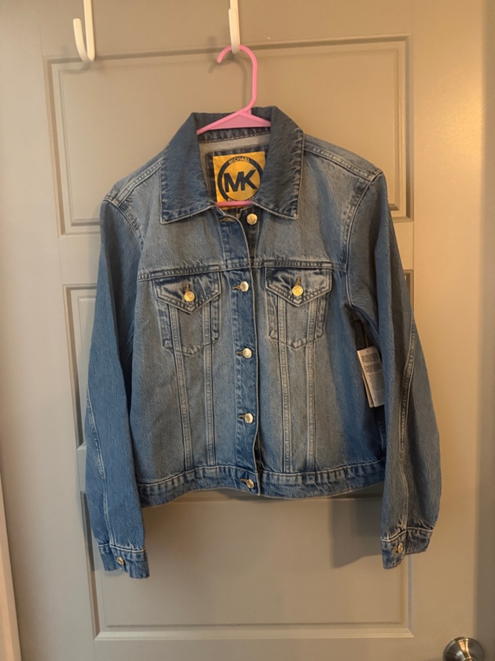 NWT Michael Kors Medium Stone Wash Denim Jacket with Gold Buttons